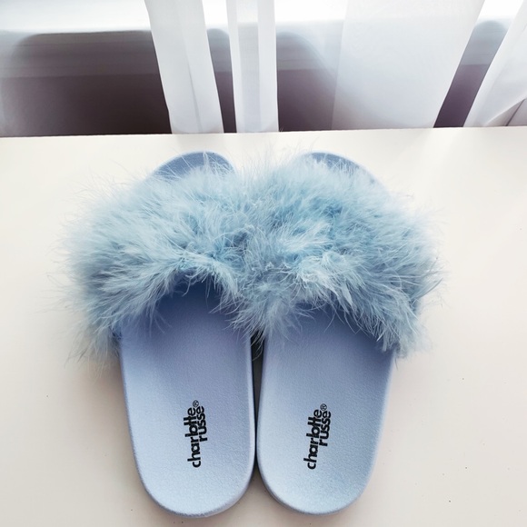Blue Feather Slides - Picture 2 of 3